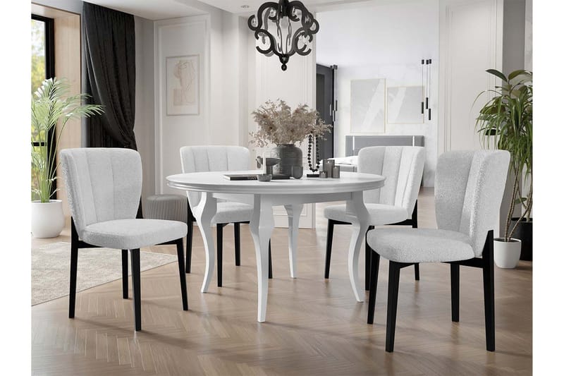 Spisegruppe - Beige|Hvit|Svart - Møbler - Bord - Spisegruppe