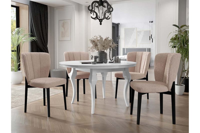 Spisegruppe - Beige|Hvit|Svart - Møbler - Bord - Spisegruppe