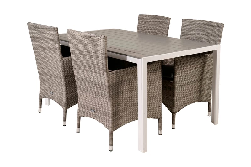Spisegruppe Buitepos + 4 Kalkfeld Karmstoler, Polywood|Hvit