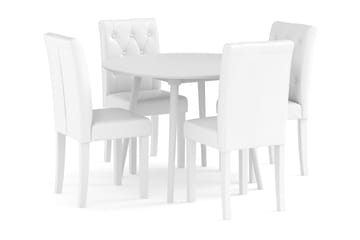 Spisegruppe Carcea 106 cm Rund inkl. 4 Brunnevik Stoler - Hvit - Møbler - Bord - Spisegruppe