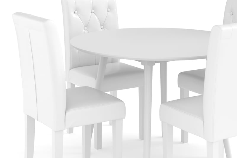 Spisegruppe Carcea 106 cm Rund inkl. 4 Brunnevik Stoler - Hvit - Møbler - Bord - Spisegruppe