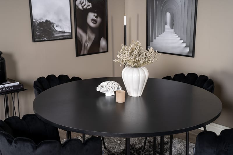 Spisegruppe Copenhagen med 4 Limhamn Spisestoler Svart - Furniture Fashion - Spisegruppe