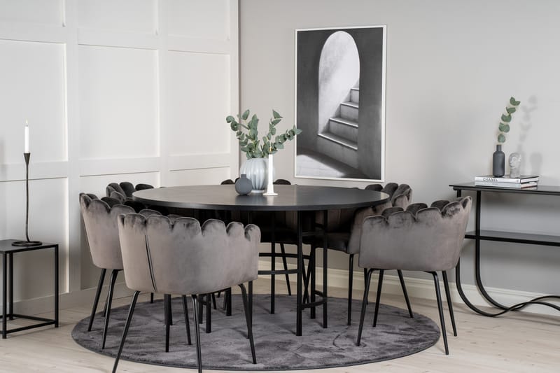 Spisegruppe Copenhagen med 6 Limhamn Spisestoler Grå - Furniture Fashion - Spisegruppe