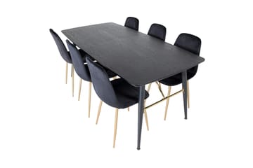 Spisegruppe Deniall Forlengningsbar 180 cm inkl. 6 Tommy Sto - Svart/Messing/Fløyel - Møbler - Bord - Spisegruppe