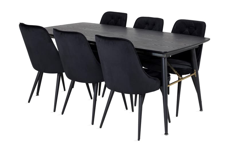 Spisegruppe Deniall Forlengningsbar 180cm inkl 6 Chantor Lyx, Svart