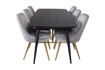 Spisegruppe Deniall Forlengningsbar 180cm inkl 6 Chantor Lyx - Svart/Grå/Messing - Møbler - Bord - Spisegruppe