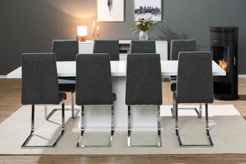 Spisegruppe Griffith Forlengningsbar 200 cm med 8 Jack Stole - Hvit|Grå|Krom - Møbler - Bord - Spisegruppe