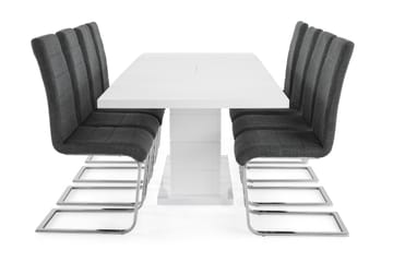 Spisegruppe Griffith Forlengningsbar 200 cm med 8 Jack Stole - Hvit|Grå|Krom - Møbler - Bord - Spisegruppe