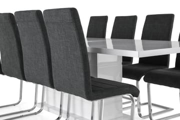 Spisegruppe Griffith Forlengningsbar 200 cm med 8 Jack Stole - Hvit|Grå|Krom - Møbler - Bord - Spisegruppe