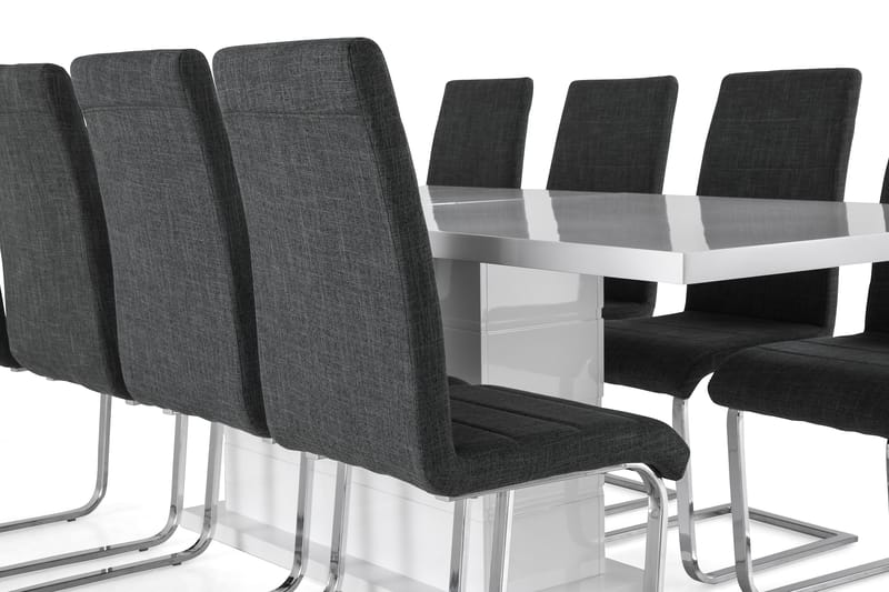 Spisegruppe Griffith Forlengningsbar 200 cm med 8 Jack Stole - Hvit|Grå|Krom - Møbler - Bord - Spisegruppe