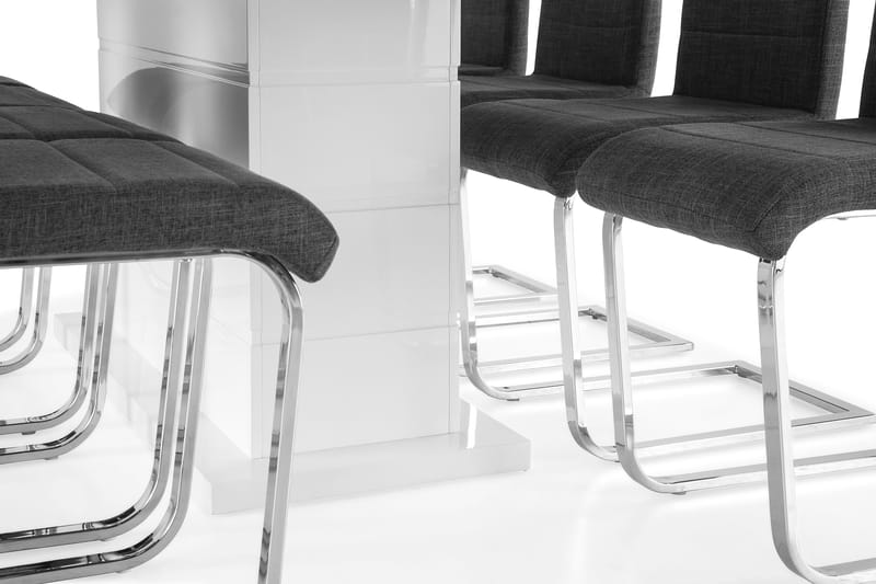 Spisegruppe Griffith Forlengningsbar 200 cm med 8 Jack Stole - Hvit|Grå|Krom - Møbler - Bord - Spisegruppe