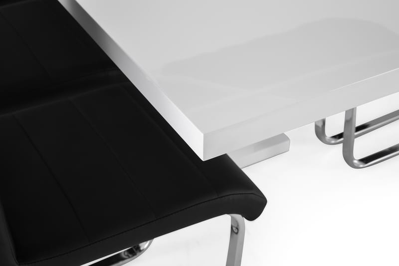 Spisegruppe Griffith Forlengningsbar 200 cm og 8 Jack Stoler - Hvit|Svart PU|Krom - Møbler - Bord - Spisegruppe