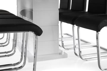 Spisegruppe Griffith Forlengningsbar 200 cm og 8 Jack Stoler - Hvit|Svart PU|Krom - Møbler - Bord - Spisegruppe