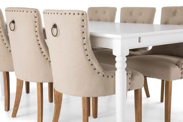 Spisegruppe Hampton 190 cm Hvit/Beige - 6 Ophelia Stoler Vintage - Møbler - Bord - Spisegruppe