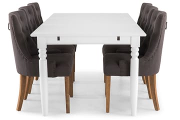 Spisegruppe Hampton 190 cm Hvit/Grå - 6 Ophelia Stoler Vintage - Møbler - Bord - Spisegruppe