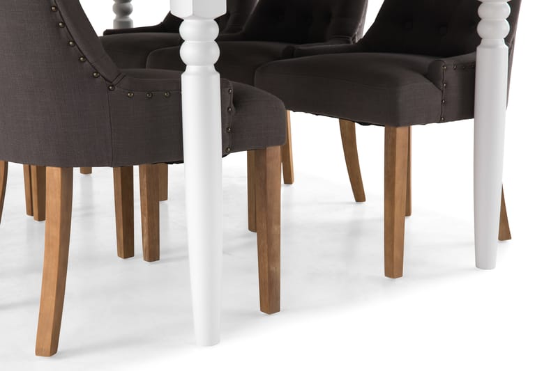 Spisegruppe Hampton 190 cm Hvit/Grå - 6 Ophelia Stoler Vintage - Møbler - Bord - Spisegruppe