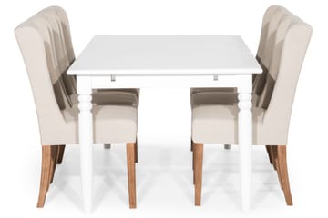 Spisegruppe Hampton 190 cm med 6 Isolde Stol - Vintage Alm|Beige - Møbler - Bord - Spisegruppe