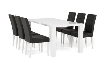 Spisegruppe Jack Hvit/Svart - Med 6 Leo Stoler - Møbler - Bord - Spisegruppe