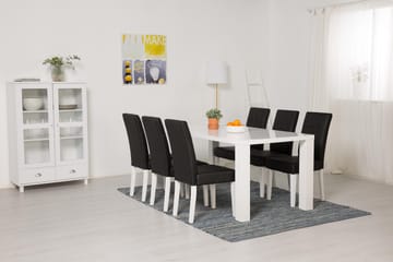 Spisegruppe Jack Hvit/Svart - Med 6 Leo Stoler - Møbler - Bord - Spisegruppe