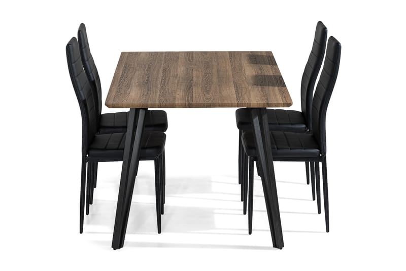 Spisegruppe Jaunita 160 cm med 4 Fred Stol - Brun|Svart - Møbler - Bord - Spisegruppe