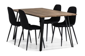 Spisegruppe Jaunita 160 cm med 4 Naira Stol - Brun|Svart - Møbler - Bord - Spisegruppe