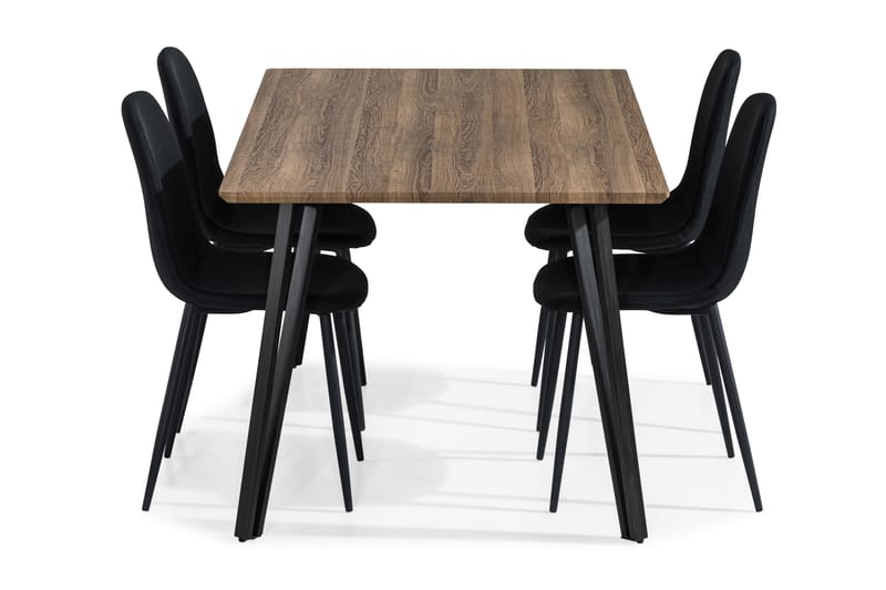 Spisegruppe Jaunita 160 cm med 4 Naira Stol - Brun|Svart - Møbler - Bord - Spisegruppe