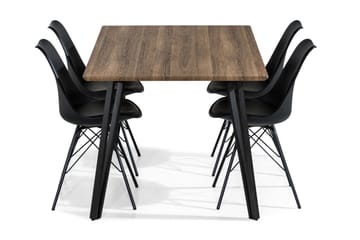 Spisegruppe Jaunita 160 cm med 4 Scale Stol - Brun|Svart - Møbler - Bord - Spisegruppe