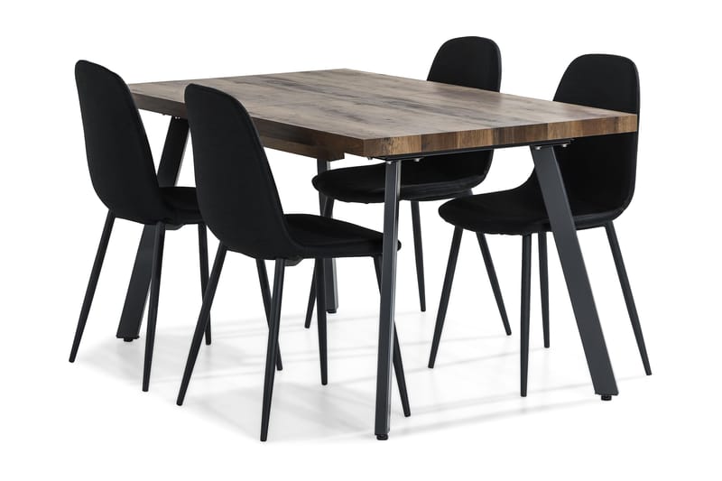 Spisegruppe Jaunita Forlengningsbar 140 cm med 4 Naira Stol - Brun|Svart - Spisegruppe