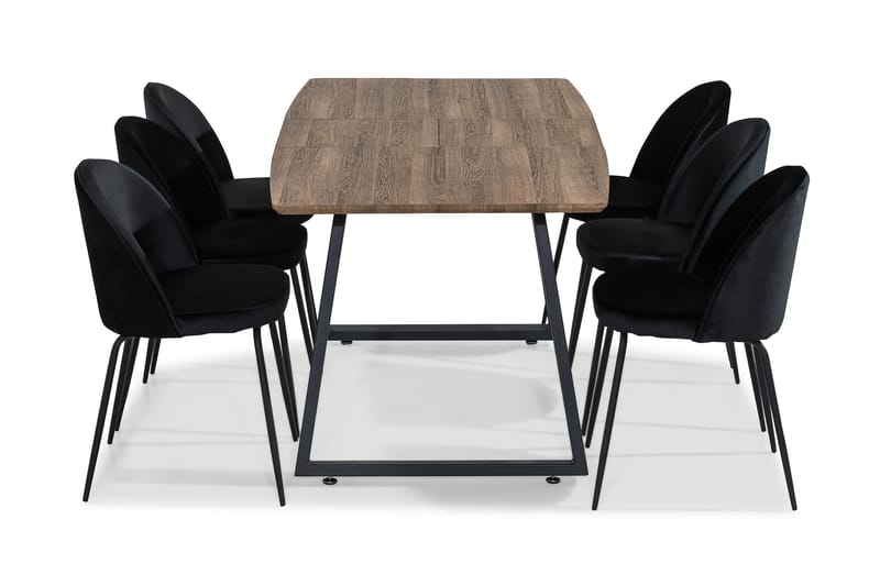 Spisegruppe Jaunita Forlengningsbar 140 cm med 6 Gerardo Sto - Brun|Svart - Møbler - Bord - Spisegruppe