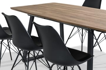 Spisegruppe Jaunita Forlengningsbar 140 cm med 6 Scale Stol - Brun|Svart - Møbler - Bord - Spisegruppe