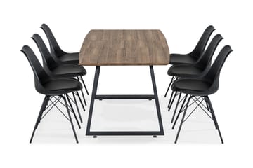 Spisegruppe Jaunita Forlengningsbar 140 cm med 6 Scale Stol - Brun|Svart - Møbler - Bord - Spisegruppe