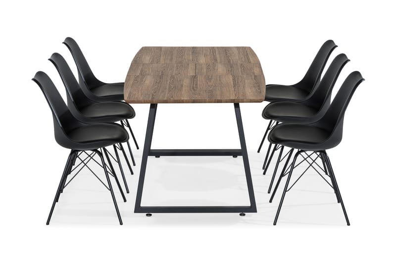 Spisegruppe Jaunita Forlengningsbar 140 cm med 6 Scale Stol - Brun|Svart - Møbler - Bord - Spisegruppe