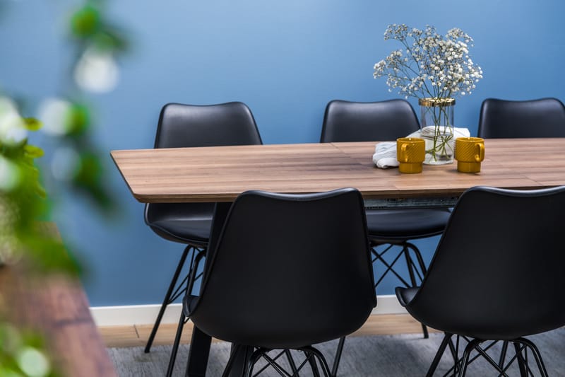 Spisegruppe Jaunita Forlengningsbar 140 cm med 6 Scale Stol - Brun|Svart - Møbler - Bord - Spisegruppe