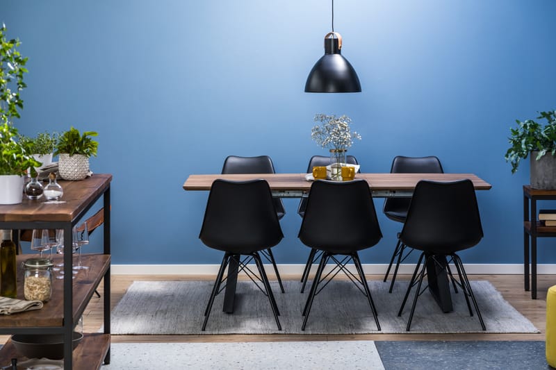 Spisegruppe Jaunita Forlengningsbar 140 cm med 6 Scale Stol - Brun|Svart - Møbler - Bord - Spisegruppe