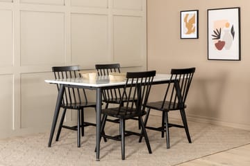 Spisegruppe Jyma Forlengningsbar 150 cm inkl. 4 Roar Stoler - Hvit/Svart - Møbler - Bord - Spisegruppe