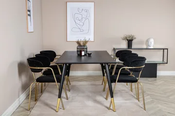 Spisegruppe Kenton 180 cm inkl. 6 Ayacor Lenestoler - Svart/Messing - Møbler - Bord - Spisegruppe