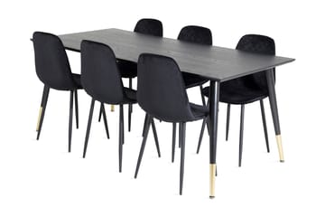 Spisegruppe Kenton 180 cm inkl. 6 Yegua Stoler - Svart/Messing - Møbler - Bord - Spisegruppe