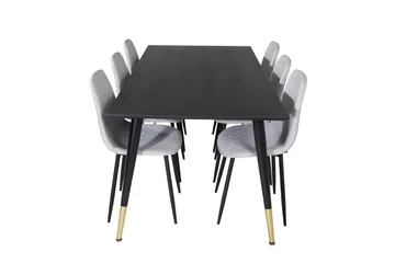 Spisegruppe Kenton 180 cm inkl. 6 Yegua Stoler - Svart/Messing/Grå - Møbler - Bord - Spisegruppe