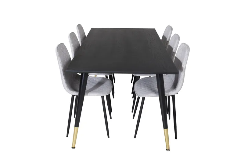 Spisegruppe Kenton 180 cm inkl. 6 Yegua Stoler - Svart/Messing/Grå - Møbler - Bord - Spisegruppe