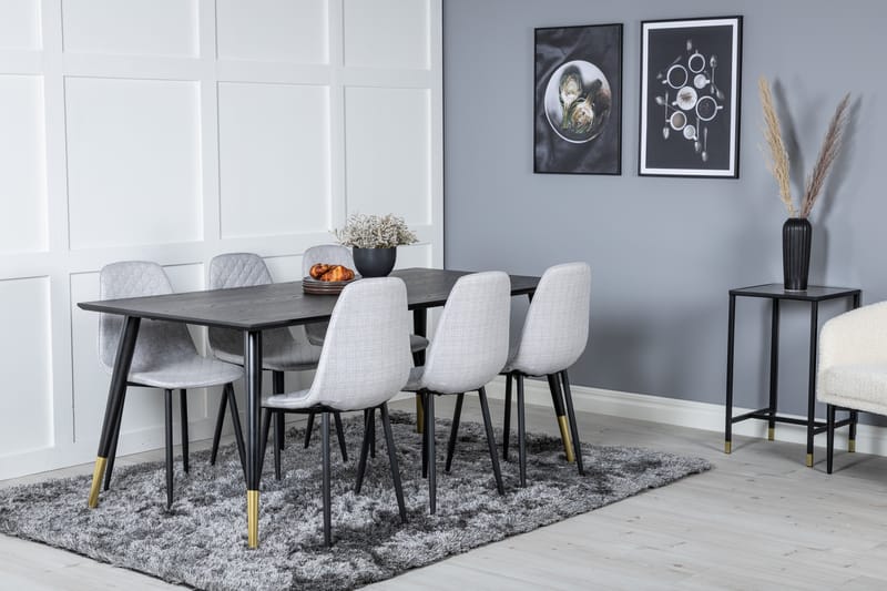 Spisegruppe Kenton 180 cm inkl. 6 Yegua Stoler - Svart/Messing/Grå - Møbler - Bord - Spisegruppe