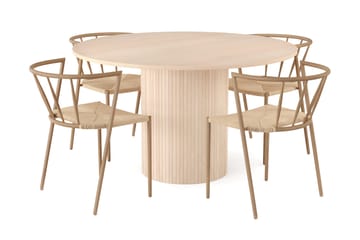 Spisegruppe Kopparbo 130 cm Rund inkl. 4 Radella Stoler - Svart/Brun - Møbler - Bord - Spisegruppe