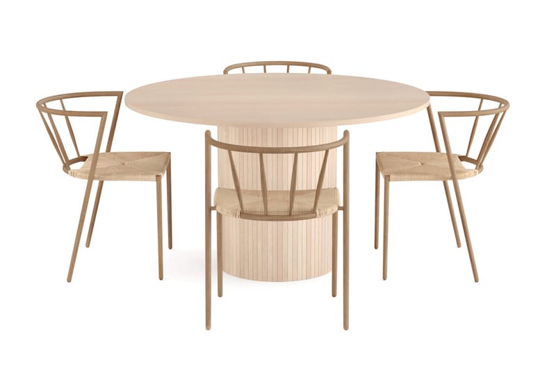 Spisegruppe Kopparbo 130 cm Rund inkl. 4 Radella Stoler - Svart/Brun - Møbler - Bord - Spisegruppe