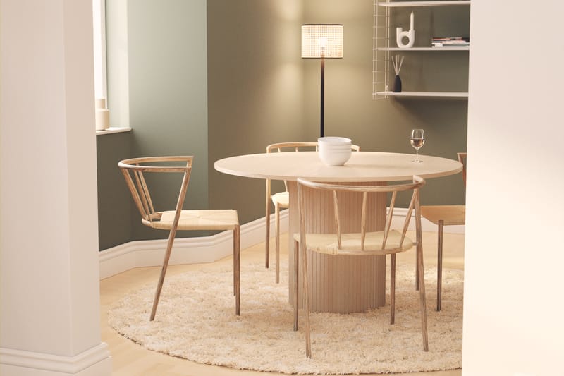 Spisegruppe Kopparbo 130 cm Rund inkl. 4 Radella Stoler - Svart/Brun - Møbler - Bord - Spisegruppe