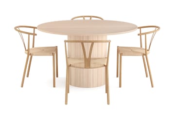 Spisegruppe Kopparbo 130 cm Rund inkl. 4 Tarina Stoler - Natur - Møbler - Bord - Spisegruppe
