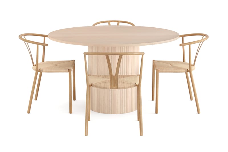 Spisegruppe Kopparbo 130 cm Rund inkl. 4 Tarina Stoler - Natur - Møbler - Bord - Spisegruppe