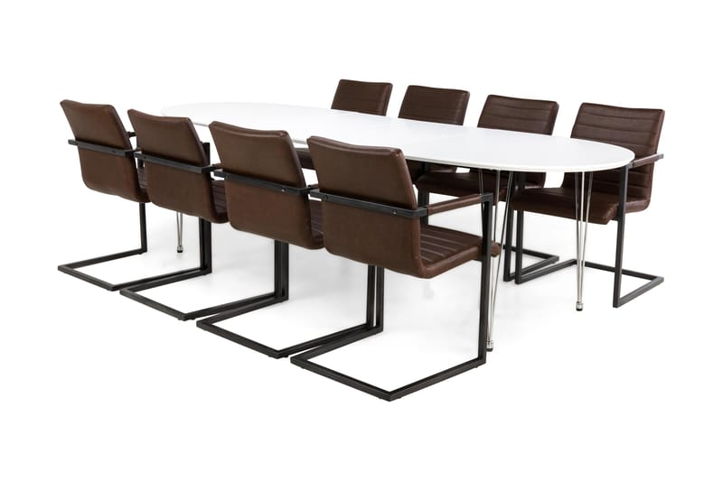 Spisegruppe Lennox Hvit/Mørkbrun/Vintage - 8 Dutch Stoler - Møbler - Bord - Spisegruppe