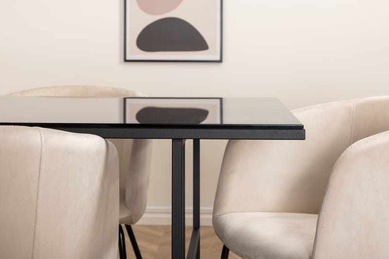 Spisegruppe Leria 200 cm inkl. 6 Beraid Stoler - Svart/Beige - Møbler - Bord - Spisegruppe