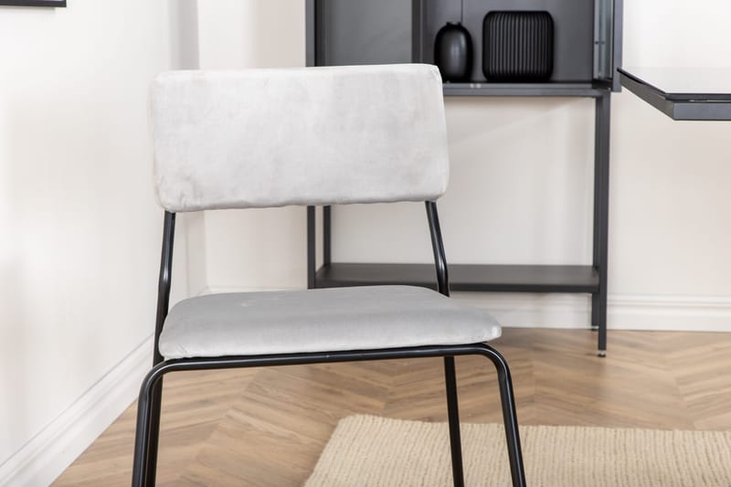 Spisegruppe Leria 200 cm inkl. 6 Kenth Fløyelsstoler - Glas/Svart/Lysegrå - Møbler - Bord - Spisegruppe