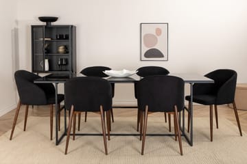Spisegruppe Leria 200 cm inkl. 6 Kullersbro Stoler - Glas/Svart/Brun - Møbler - Bord - Spisegruppe