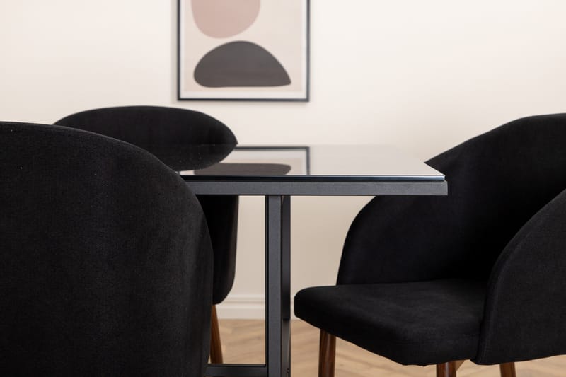Spisegruppe Leria 200 cm inkl. 6 Kullersbro Stoler - Glas/Svart/Brun - Møbler - Bord - Spisegruppe